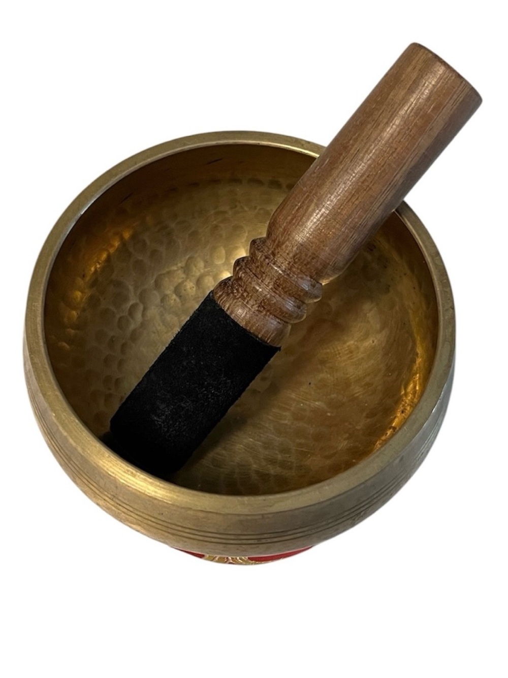 Singing bowl with wooden mallet